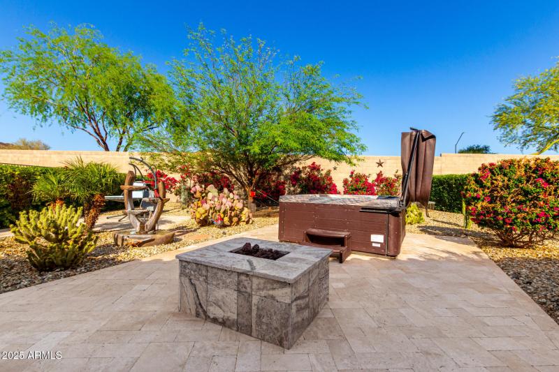 backyard with natural gas fire table