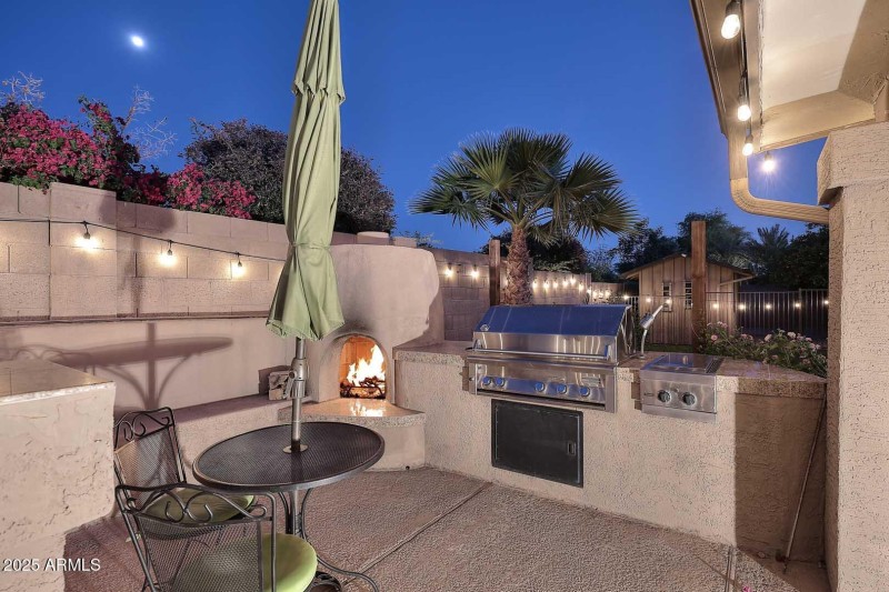 Night-Outdoor Fireplace-BBQ Grill