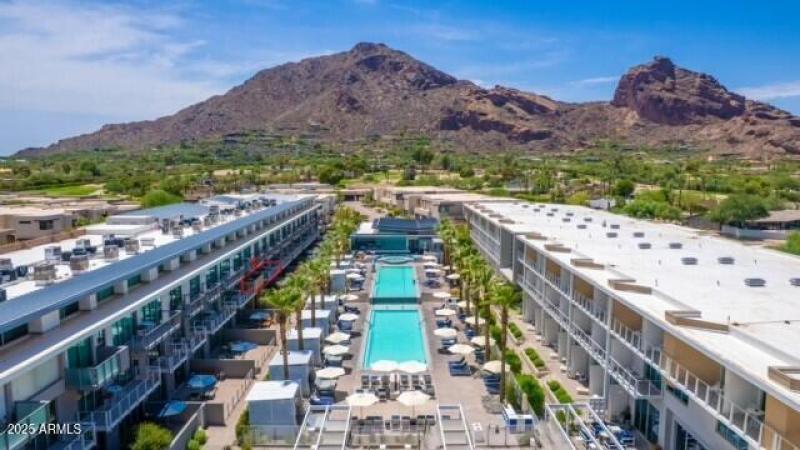 Overhead shot of pools & fitness center