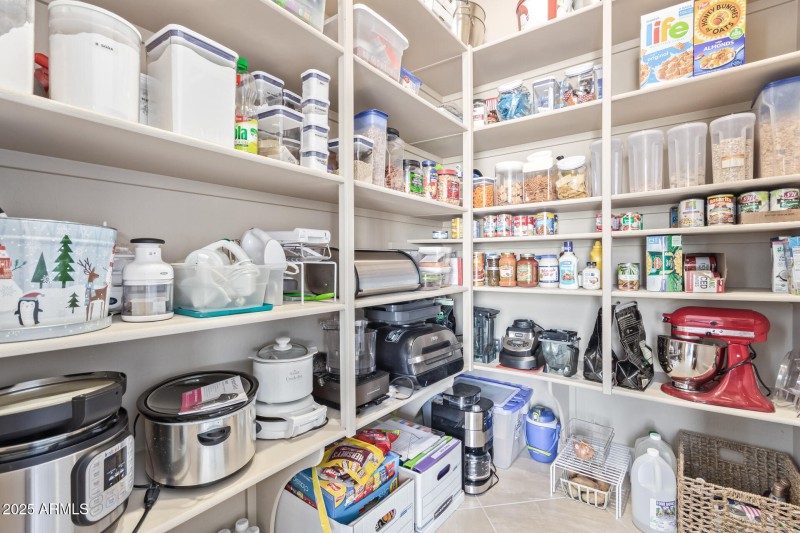 Large walk-in pantry w/extra shelving