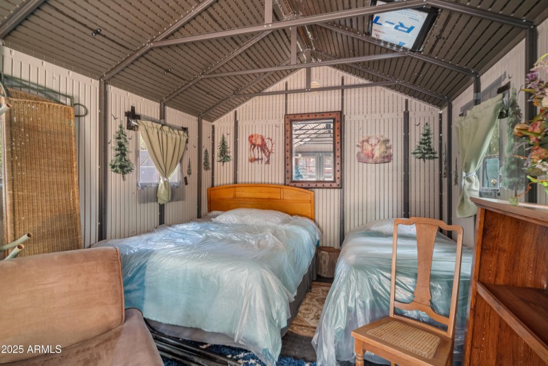 Inide shed used as bunkhouse