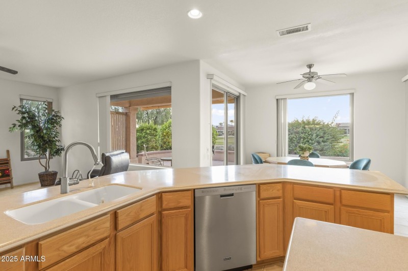 Kitchen Overlooking Patio and Greenery