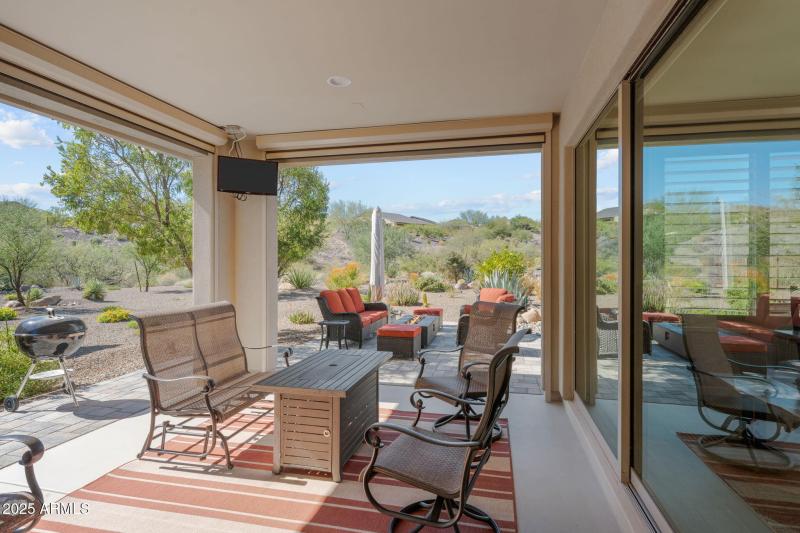 Remote shades on patio