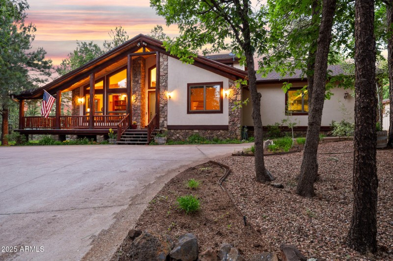 F front twilight view