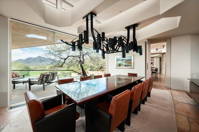 Large dining with custom lighting