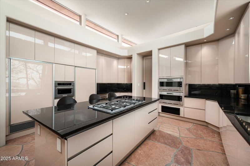 Kitchen with dual regrigerators