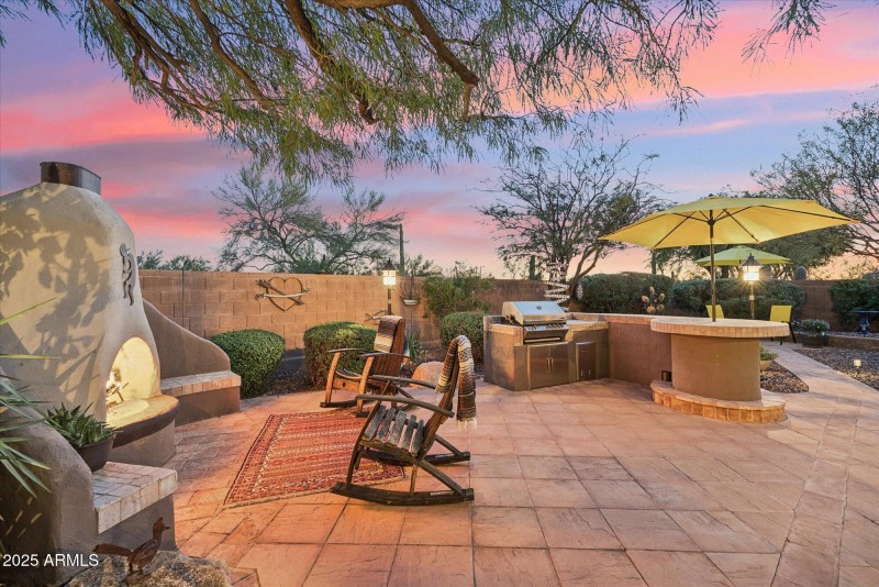 Outdoor Fireplace and Built-in BBQ