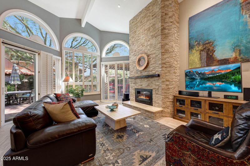 Stacked Stone Fireplace