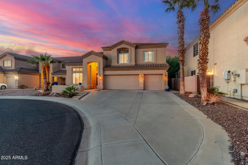 Front of home at sunset