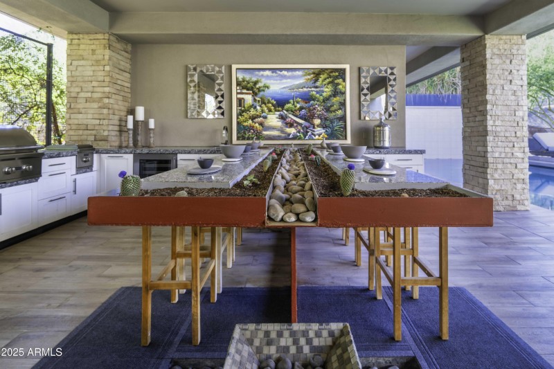 One of a Kind Dining Table w/Waterfall