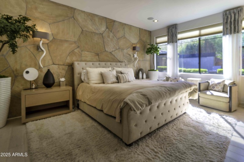 Primary Bedroom w/stone accent wall