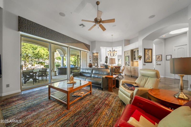 Family Rm flanked by sliding doors