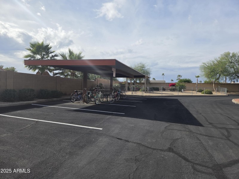 Bike parking and dog area