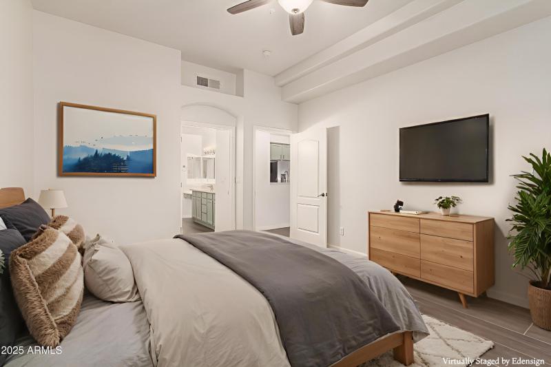 Primary bedroom view 1 scandinavian