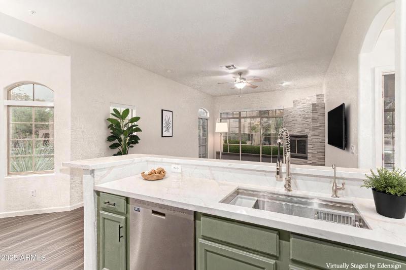 virtually staged view to living room