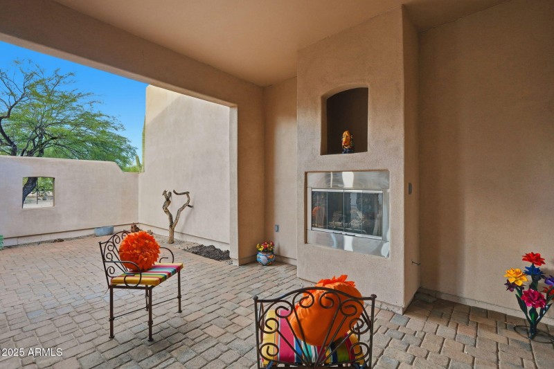 Spacious courtyard with fireplace