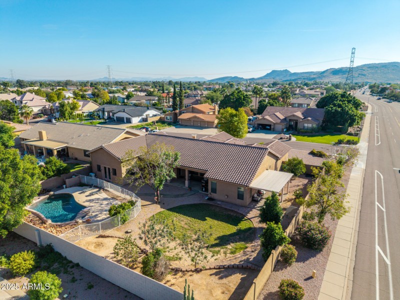 Aerial View with Pool & Yard