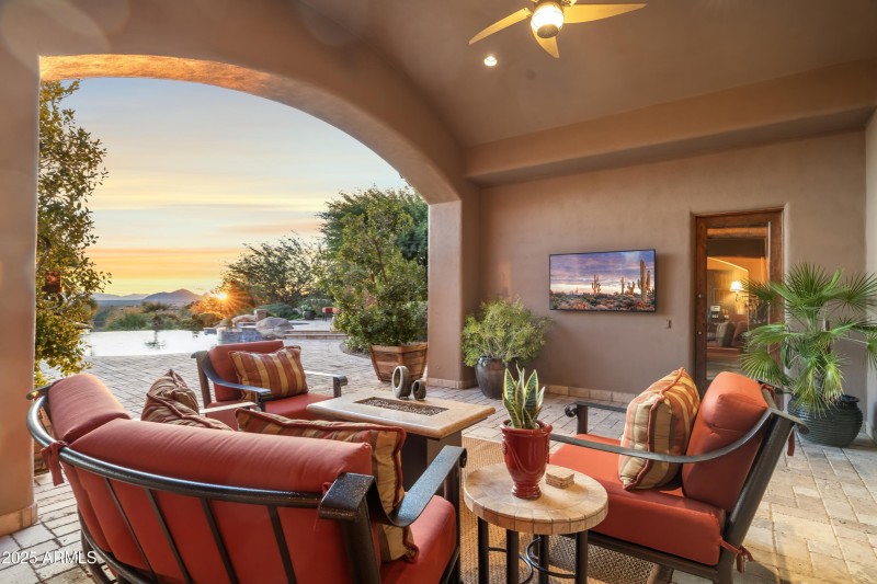 Covered Patio with Camelback View