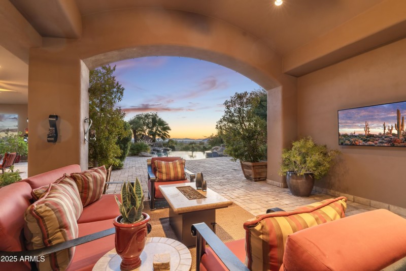 Covered Patio with Camelback View