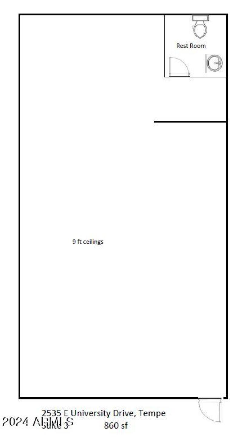 Suite 3 floorplan, 860 sf