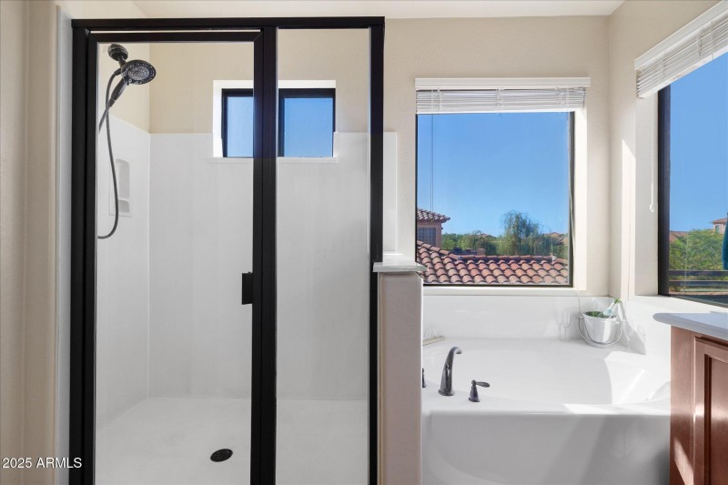 Separate tub and shower