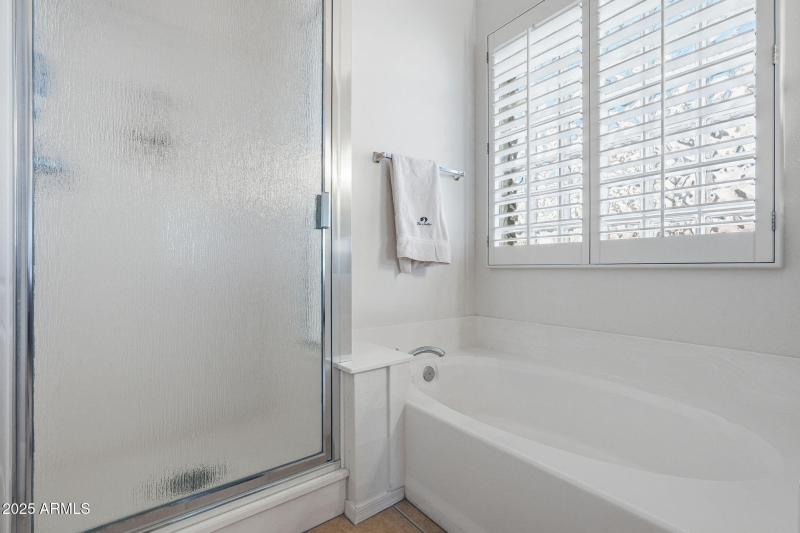 Updated shower,separate tub