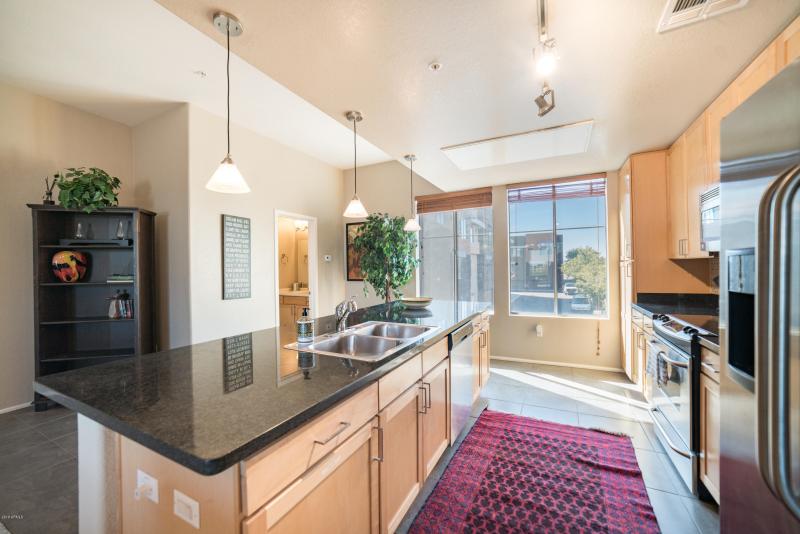 Kitchen with city light views!