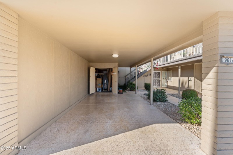 Covered parking to storage area