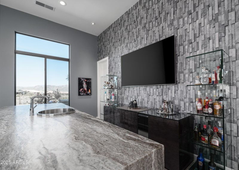 Back Bar w/ waterfall edge & sexy sink