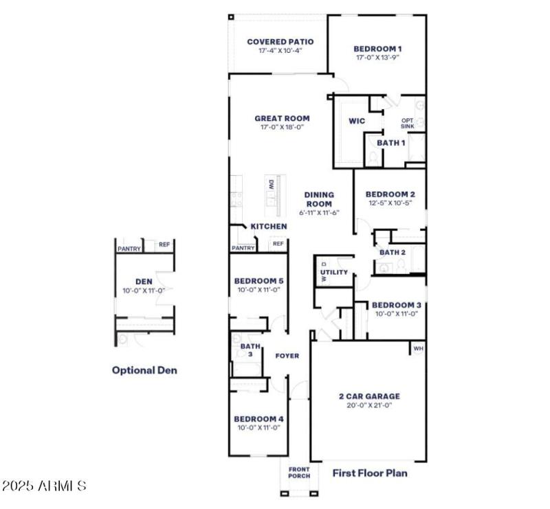 Hayden Floor Plan with Optional Den or 5