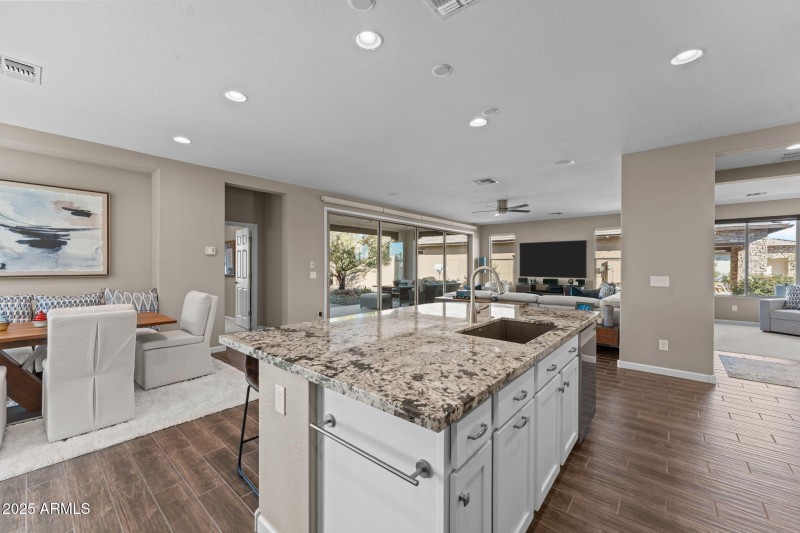 View from kitchen to great room