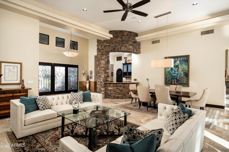 Living room toward entry:bar