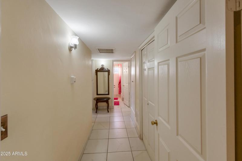 Hall closets & bathroom