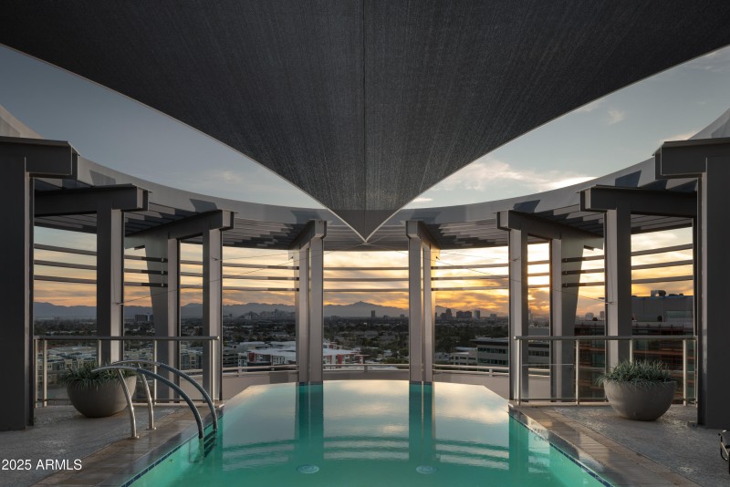Twilight Rooftop Pool View