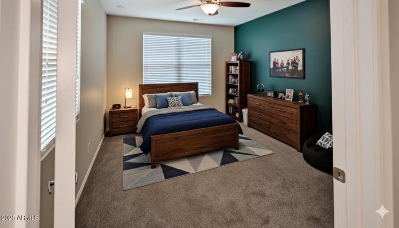Virtually staged Bedroom 1