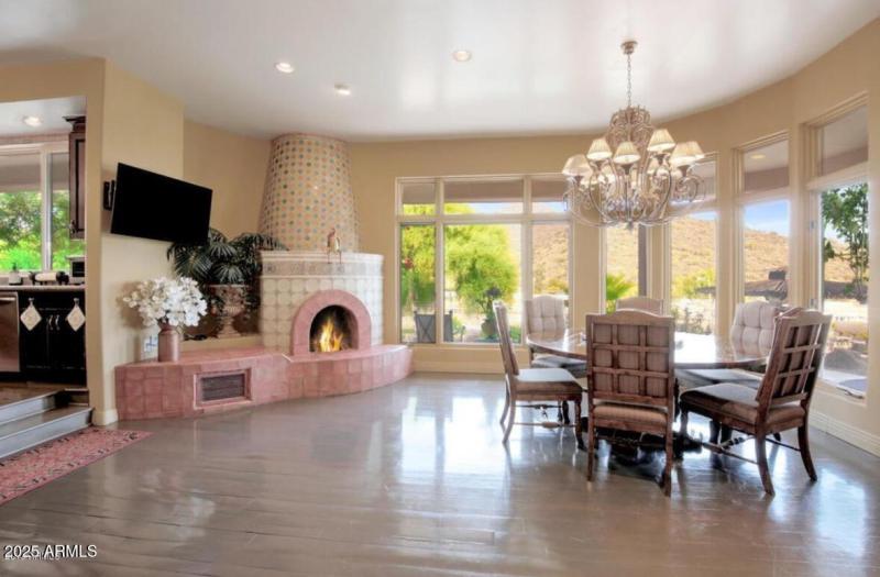 kitchen with fireplace