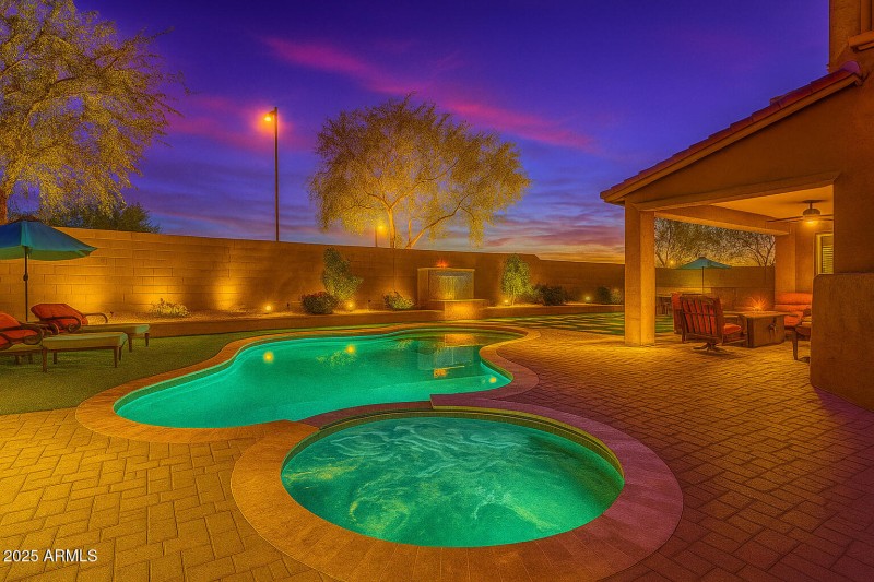 Pool and Spa at Sunset