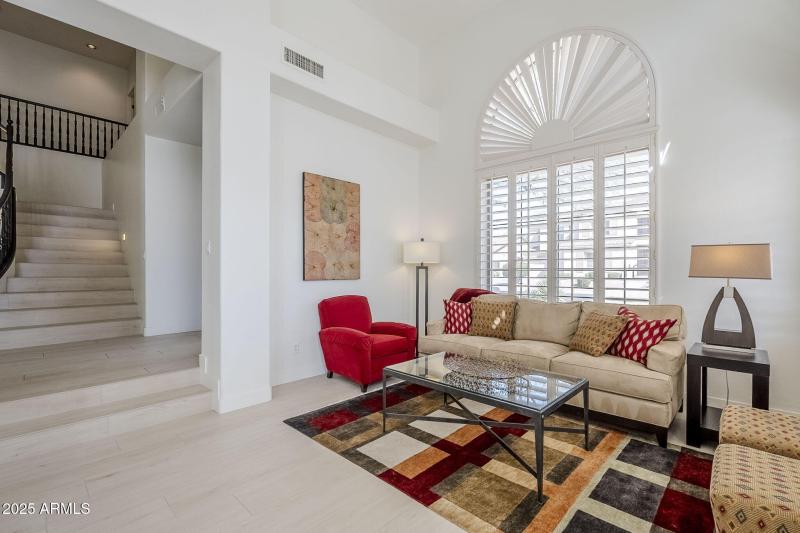 View from living room to stairs