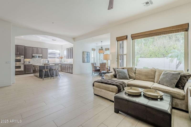 View from family room to kitchen