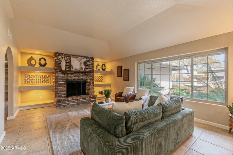 Living room with fireplace
