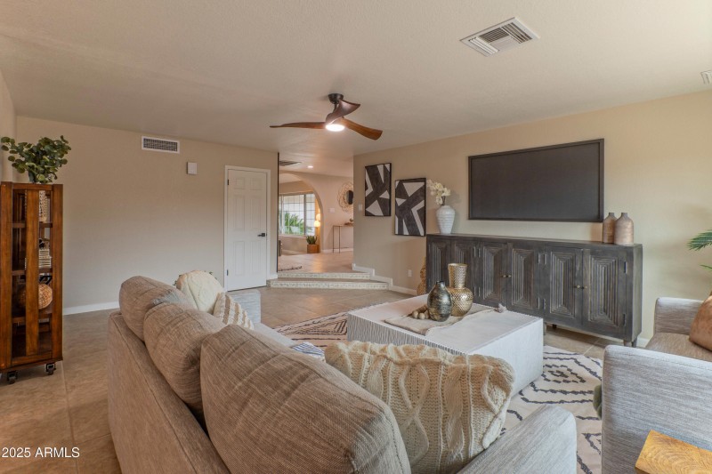 Family room flows from entry