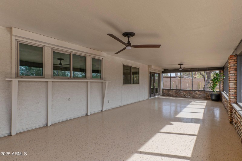 Patio has pass thru from kitchen