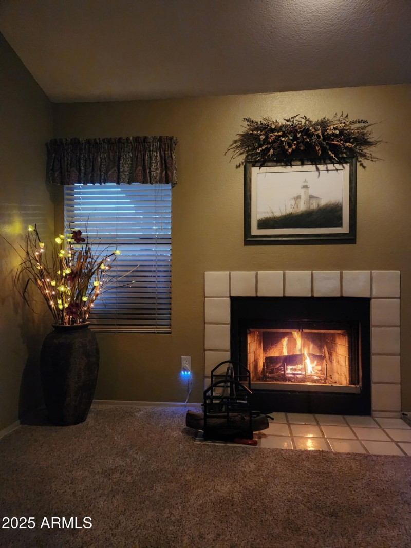 A real wood-burning fireplace