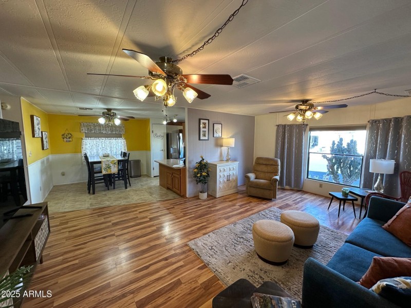 Front door to kitchen and dining
