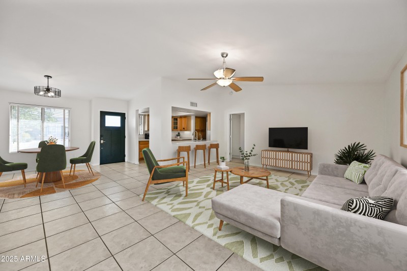 ENTRY AND OPEN CONCEPT GREAT ROOM STAGED