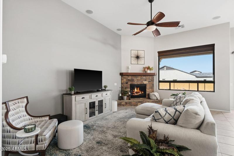 Great room with fireplace