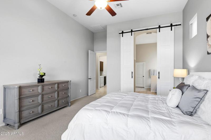 Master Bedroom with Custom Barn Door