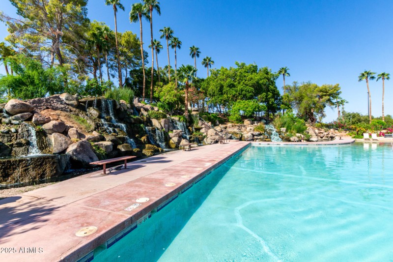 Beach pool with beautiful water falls