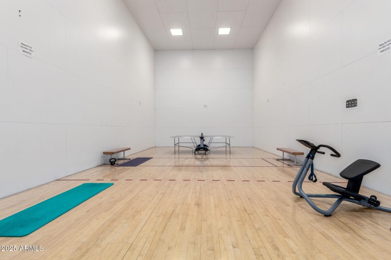 Ping pong table in stretch/yoga room