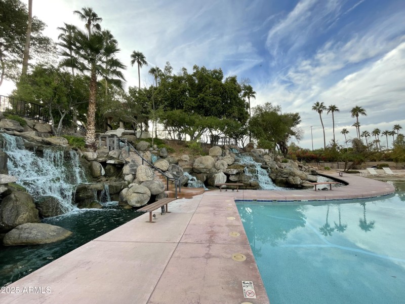 Relax at Beach Pool with Water Falls